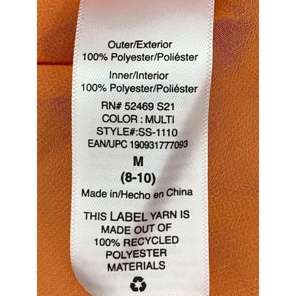 Scoop NYC chiffon top size M 1743 short sleeve Tie neck Lined NWT - Picture 9 of 10